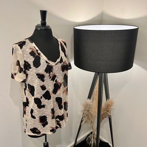 Bibi Knit Leopard Print Short Sleeve Top
